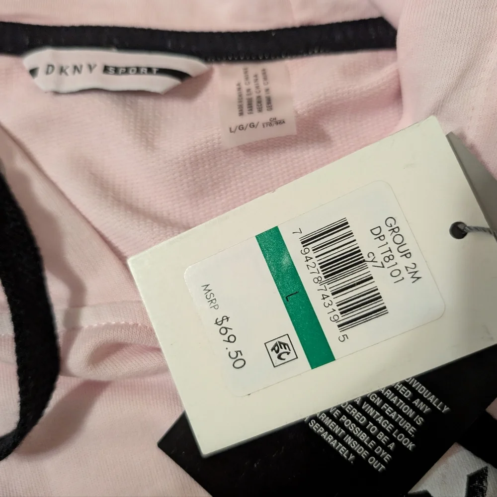 DKNY Hoodie Women's large pink Long sleeve kangaroo pockets nwt - Picture 13 of 16